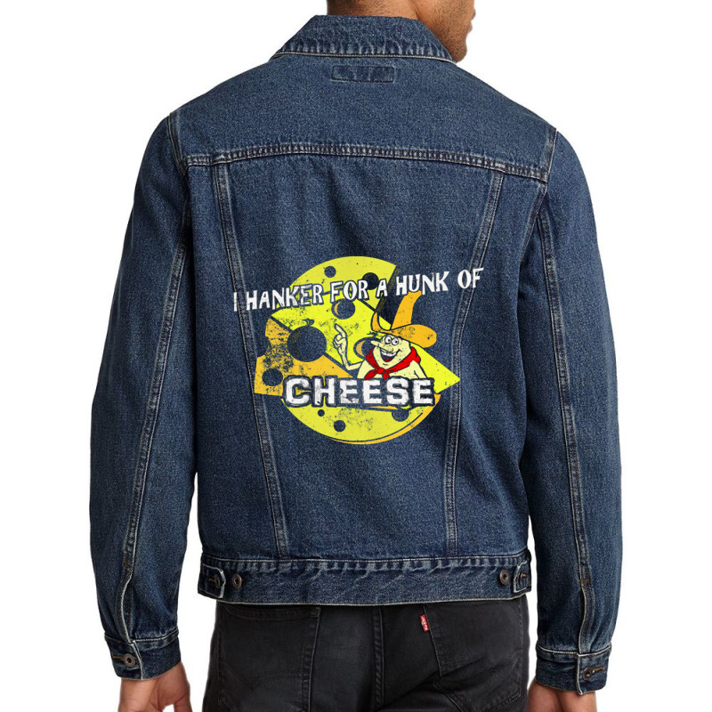 I Hanker For A Hunk Of Cheese, Distressed   Time For Timer Men Denim Jacket | Artistshot