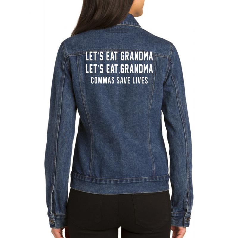 Commas Save Lives Funny Grammar T Shirt Ladies Denim Jacket by cm-arts | Artistshot