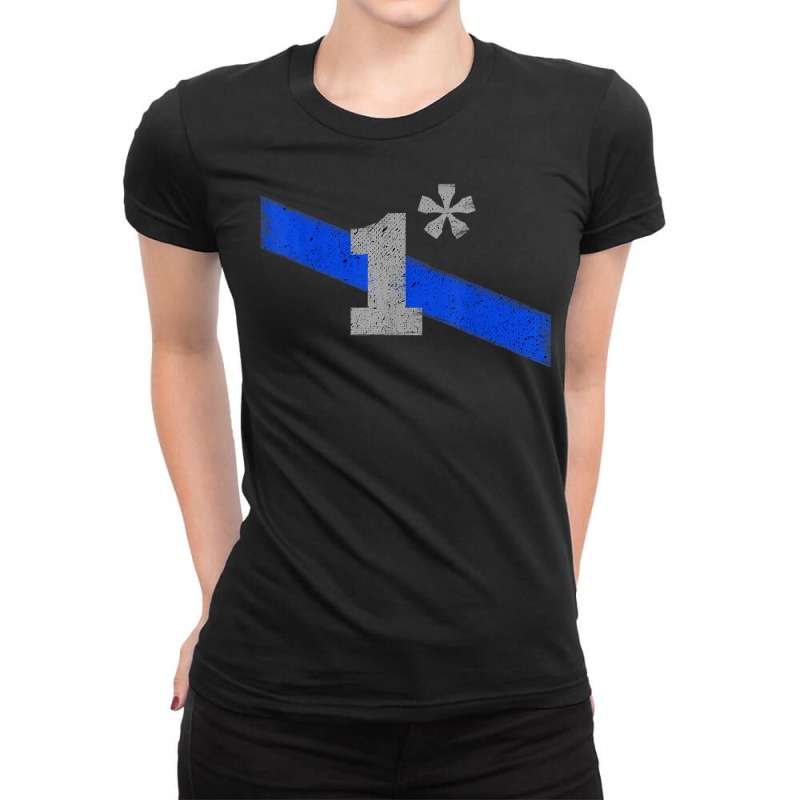 Police Officer One Asterisk Thin Blue Line Support T Shirt Ladies Fitted T-Shirt by cm-arts | Artistshot