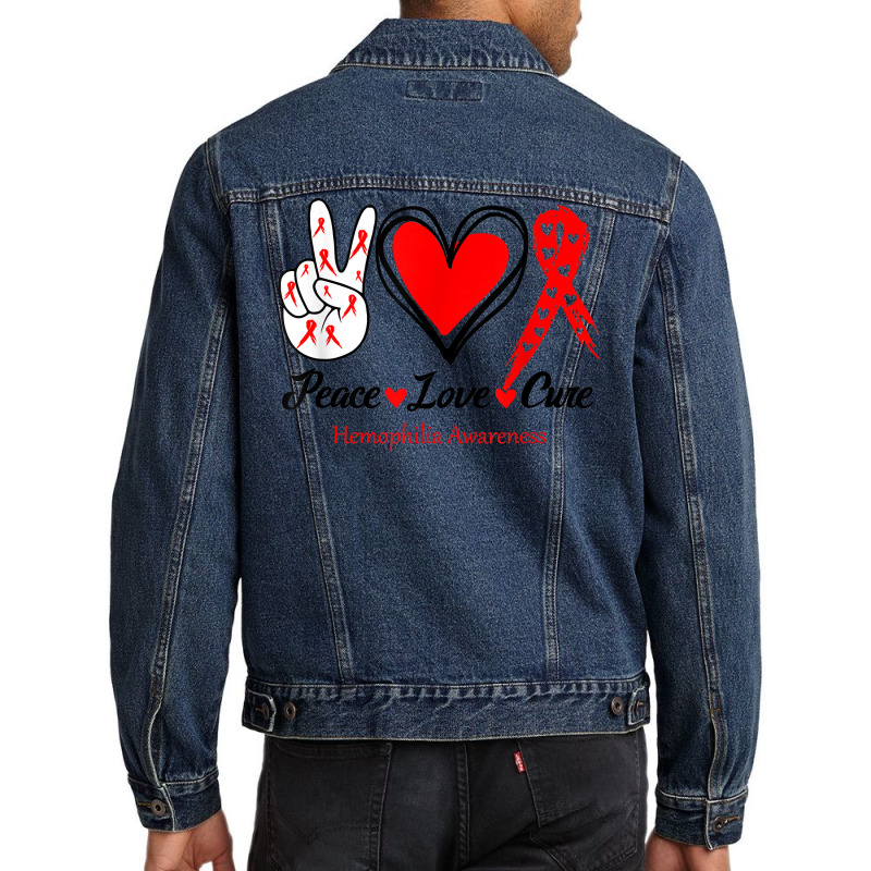 Peace Love Cure Hemophilia Awareness T Shirt Men Denim Jacket by cm-arts | Artistshot