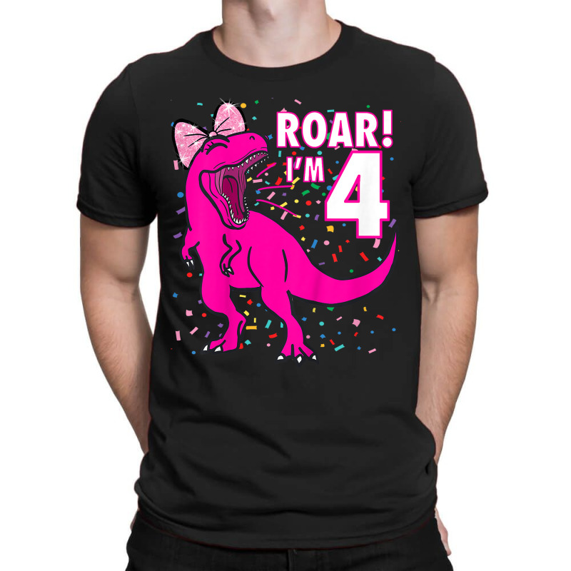 Kids Roar I'm 4 (four Year Old Dinosaur Birthday) 4th Dino Theme T-shi T-Shirt by CharlesDiya | Artistshot