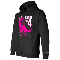 Kids Roar I'm 4 (four Year Old Dinosaur Birthday) 4th Dino Theme T-shi Champion Hoodie | Artistshot