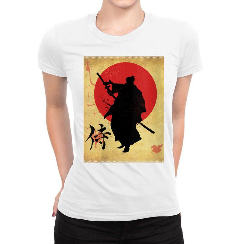 Womens Vintage Retro Sword Japan Warrior Samurai Japanese Samurai V Ne Ladies Fitted T-Shirt by cm-arts | Artistshot