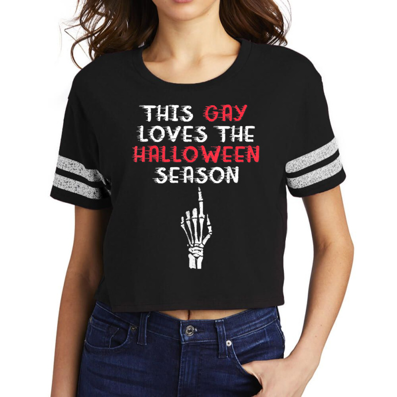 This Gay Loves The Halloween Season Funny Pride Scorecard Crop Tee by RayDesign | Artistshot