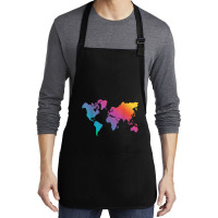 World Map Travel Countries Geography Color Painting Art Funny Men Medium-length Apron | Artistshot