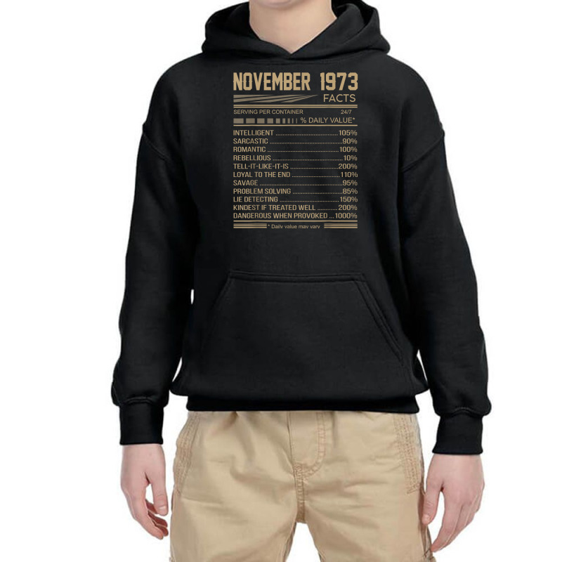 November 1973 45 Years Facts Daily Value T Shirt Youth Hoodie | Artistshot