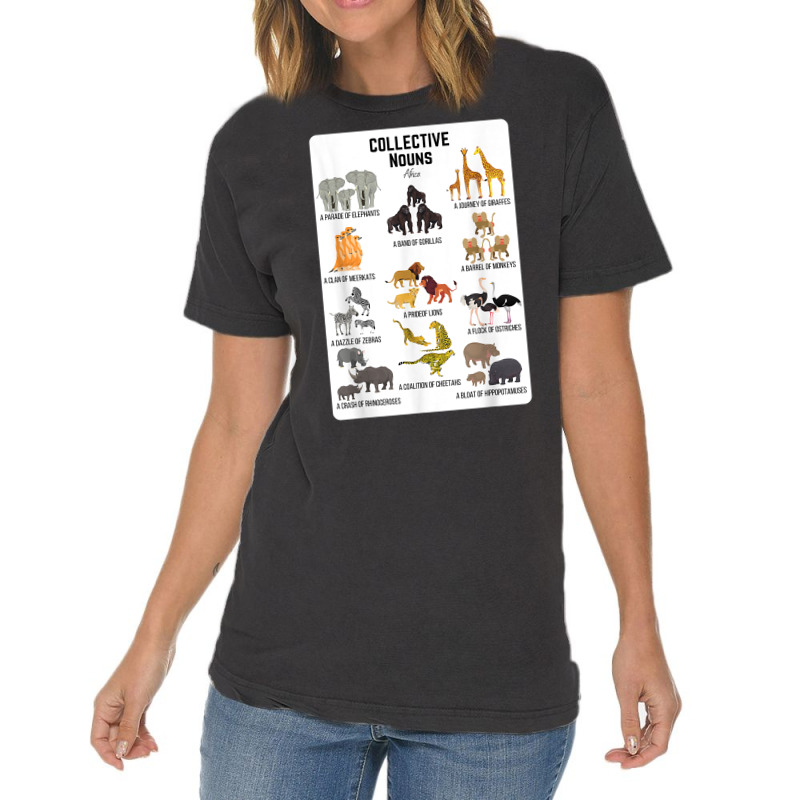 Collective Nouns Africa Animal Family Group Endangered T Shirt Vintage T-Shirt by cm-arts | Artistshot