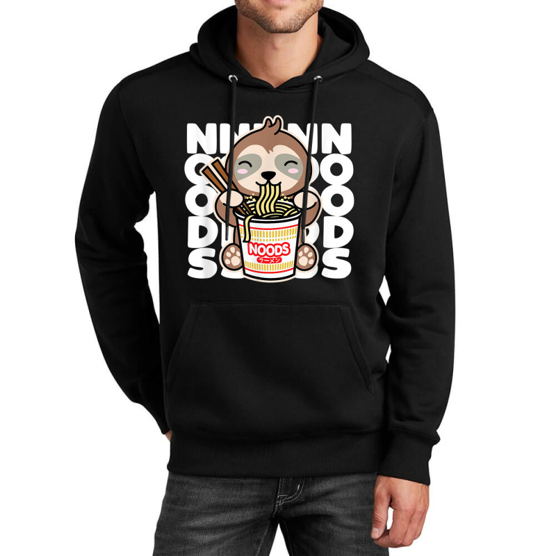 Sloth Eating Instant Noodles Cute Kawaii Ramen Noods Dark Unisex Hoodie by Valentino-Holt | Artistshot