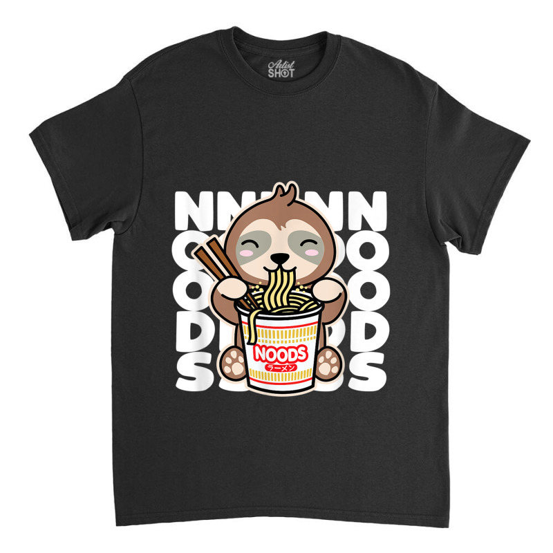 Sloth Eating Instant Noodles Cute Kawaii Ramen Noods Dark Classic T-shirt by Valentino-Holt | Artistshot