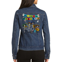 Dia De Los Muertos Papel Picado   Calavera De Alfeñique T Shirt Ladies Denim Jacket | Artistshot