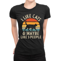 I Like Cats And Maybe Like 3 People Cat Lover Gifts Women Ladies Fitted T-shirt | Artistshot