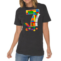 Building Blocks Bricks 7 Years Old Awesome Birthday Boy T Shirt Vintage T-shirt | Artistshot