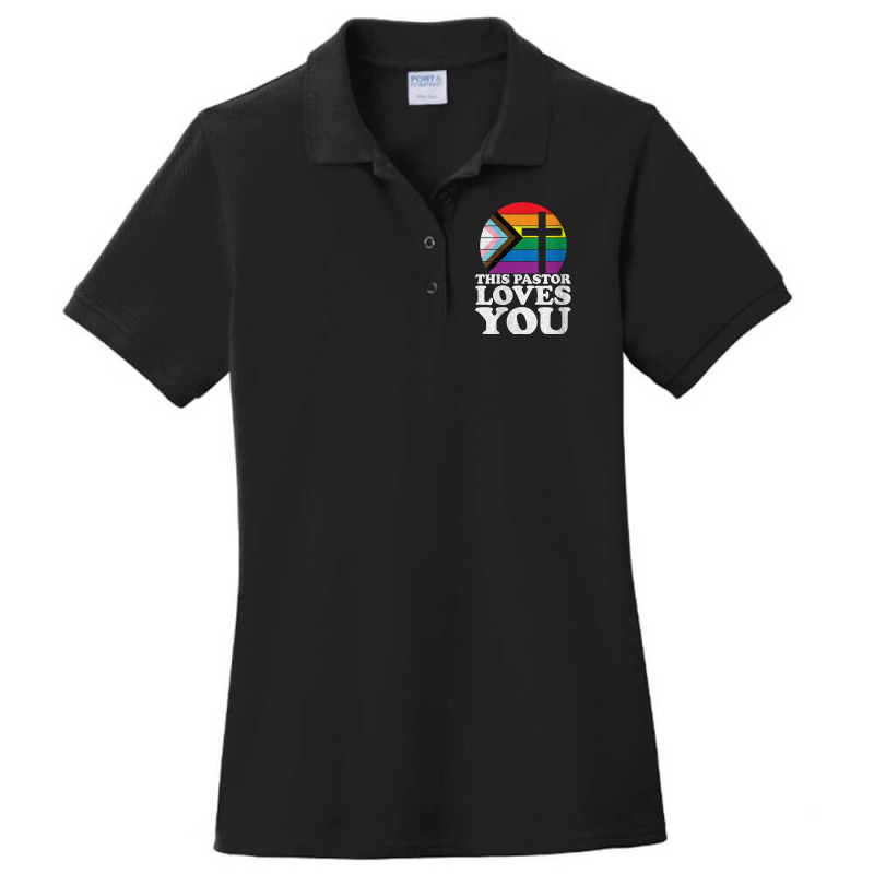 Womens Christian Ally Inclusive Pride Clergy This Pastor Loves You V N Ladies Polo Shirt by cm-arts | Artistshot