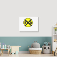 Train Rail Road Crossing On The Road Sign Long Shirt Landscape Canvas Print | Artistshot