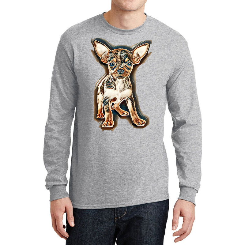 Little Chihuahua In Front Of White Background Long Sleeve Shirts | Artistshot