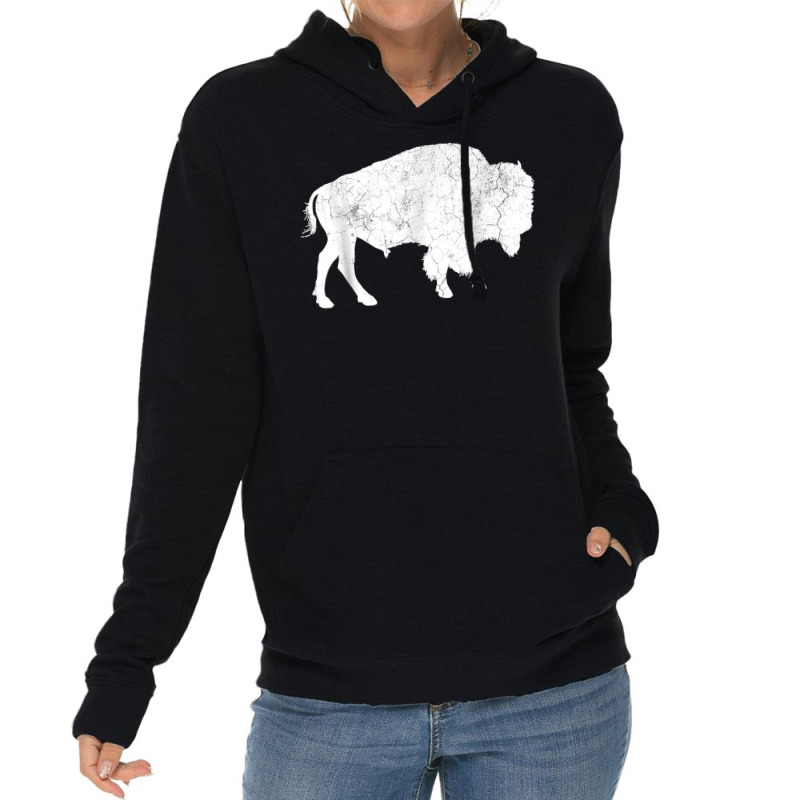 Distressed Buffalo Retro Bison Animal Lover Men Women Dad T Shirt Lightweight Hoodie | Artistshot