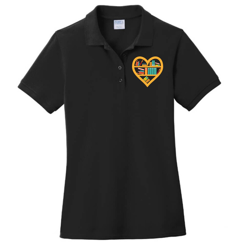 I Love Reading  Heart Love Books Gift Reading Club Ladies Polo Shirt by Tisha Brown | Artistshot