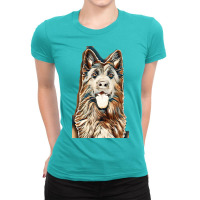 German Shepherd In Front Of White Background Ladies Fitted T-shirt | Artistshot