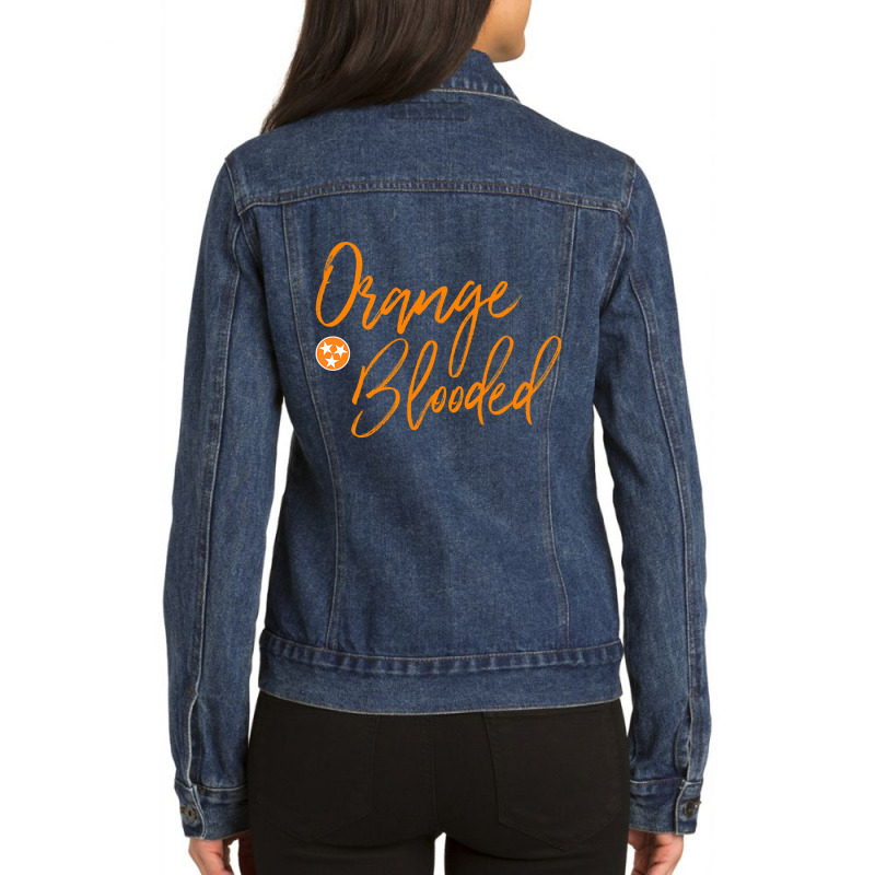 Tennessee Fan Orange Blooded Vol Sports Fan State Flag Tn Ladies Denim Jacket by trokeryth | Artistshot