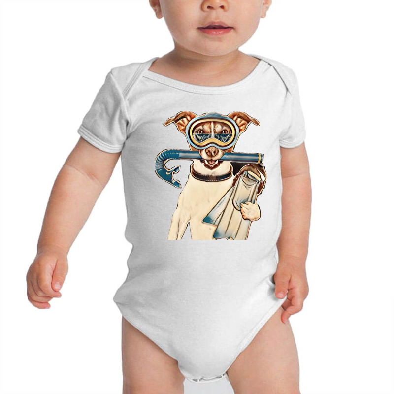 Scuba Dog With Tins Snorkel And Goggles Baby Bodysuit by Kemnabi | Artistshot