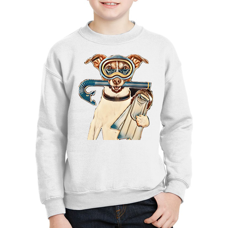 Scuba Dog With Tins Snorkel And Goggles Youth Sweatshirt by Kemnabi | Artistshot