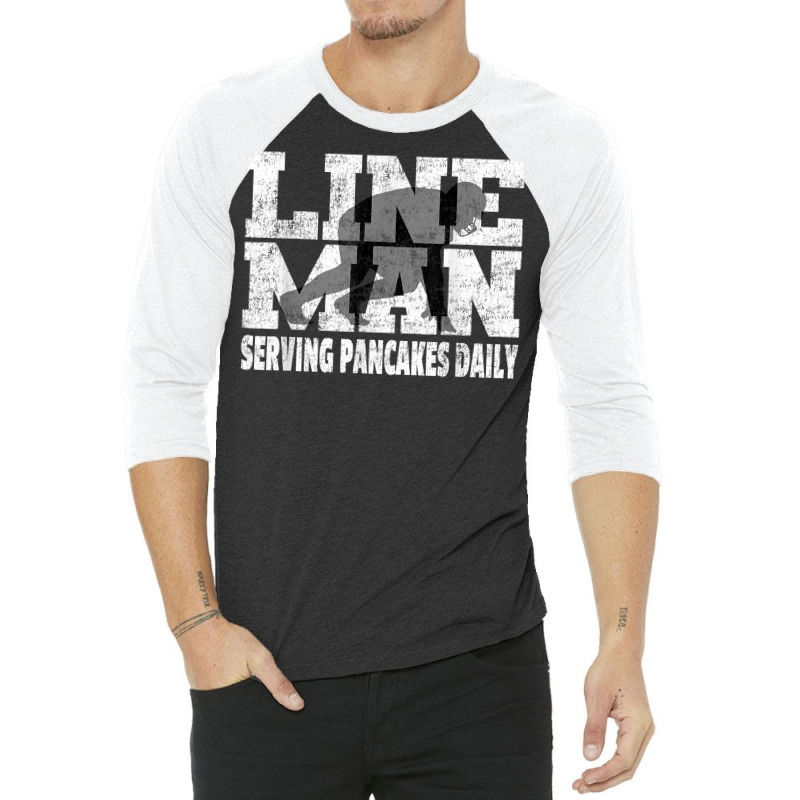 Vintage Football Lineman Saying   Serving Pancakes Daily T Shirt 3/4 Sleeve Shirt | Artistshot