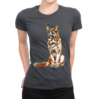 German Shepherd Dog  Isolated  On White Background In Studio Ladies Fitted T-shirt | Artistshot