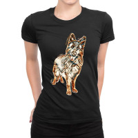 German Shepherd In Front Of White Background Ladies Fitted T-shirt | Artistshot