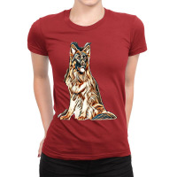 German Shepherd Dog  Isolated  On White Background In Studio Ladies Fitted T-shirt | Artistshot