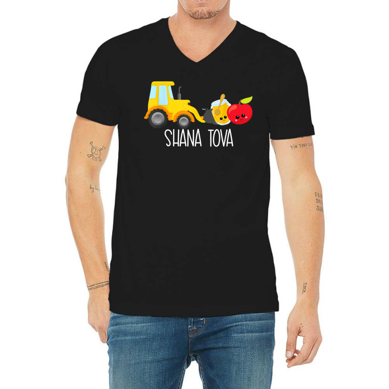 Shana Tova Trucks Loader Apple & Honey Funny Rosh Hashanah T Shirt V-neck Tee | Artistshot