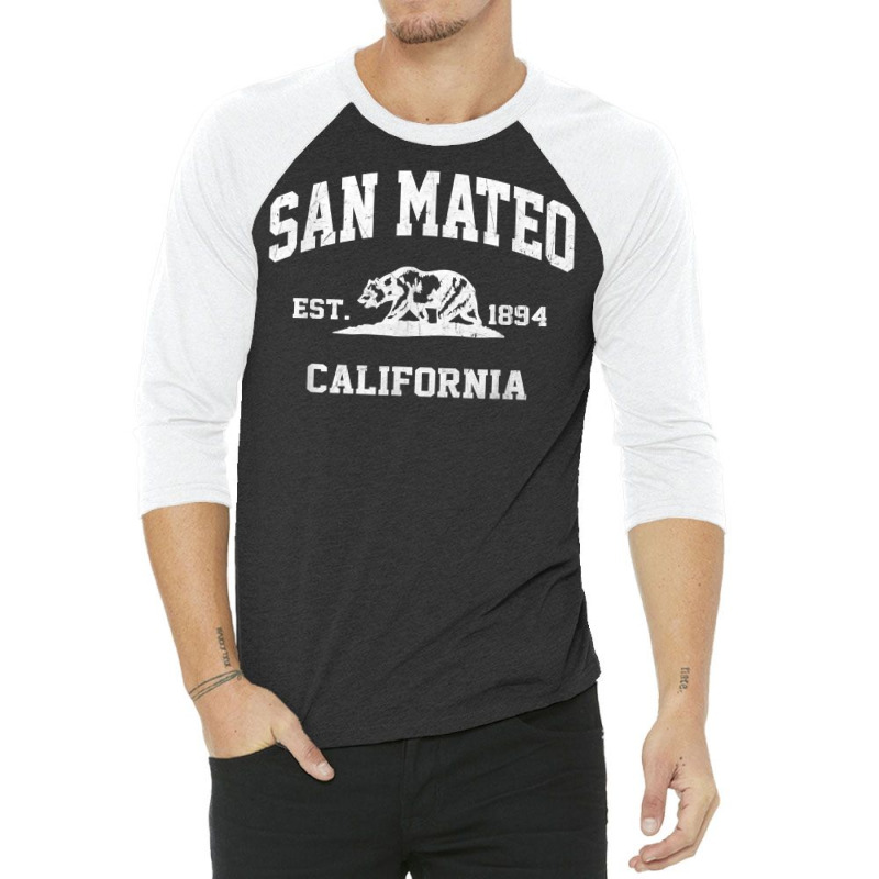 San Mateo California Ca Vintage State Athletic Style T Shirt 3/4 Sleeve Shirt by cm-arts | Artistshot