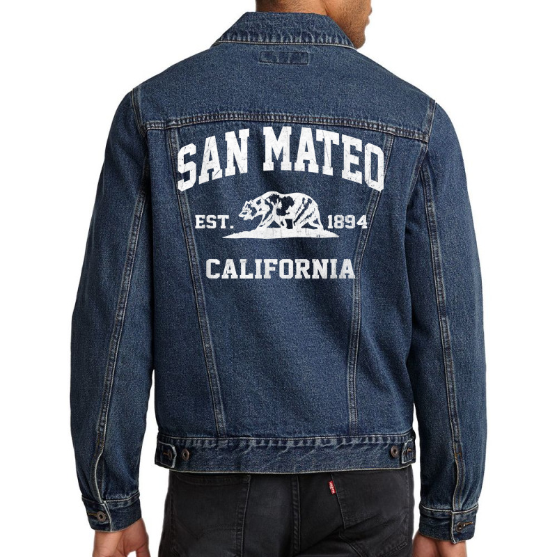 San Mateo California Ca Vintage State Athletic Style T Shirt Men Denim Jacket by cm-arts | Artistshot