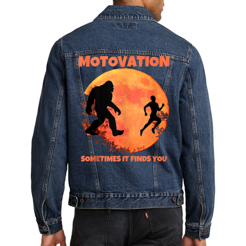 Motivation Sometimes Finds You Bigfoot Moon Silhouette Funny Tank Top Men Denim Jacket | Artistshot