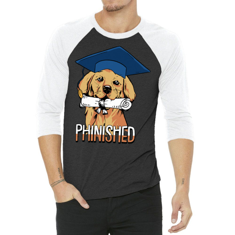 Phinished Phd Cute Golden Retriever Grad Candidate Student Sweatshirt 3/4 Sleeve Shirt | Artistshot