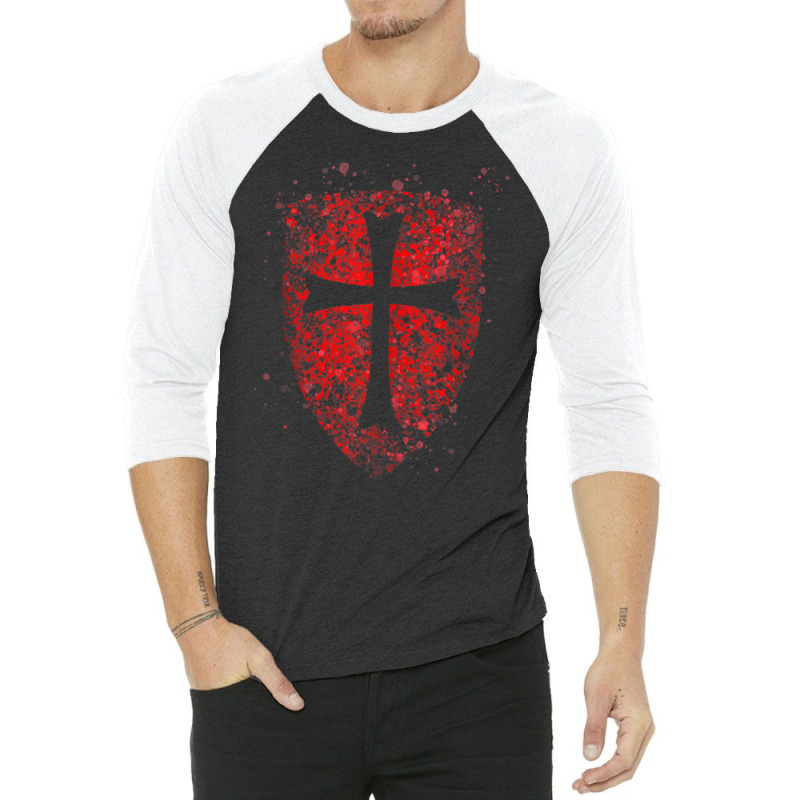 Crusader Knights Templar Crusader Distressed Cross Men Tank Top 3/4 Sleeve Shirt | Artistshot