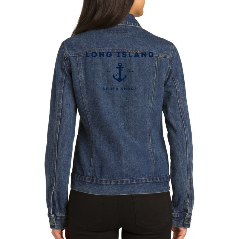 Long Island New York South Shore Est 1640 Pullover Hoodie Ladies Denim Jacket by cm-arts | Artistshot