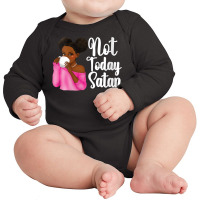 Womens Not Today Satan T Shirt With African American Woman V Neck T Sh Long Sleeve Baby Bodysuit | Artistshot