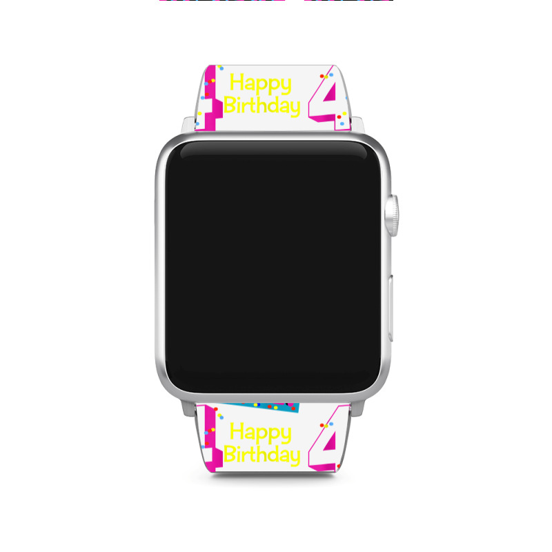 Object Or Cake Happy Birthday 4 Family Celebrate Confetti T Shirt Apple Watch Band | Artistshot