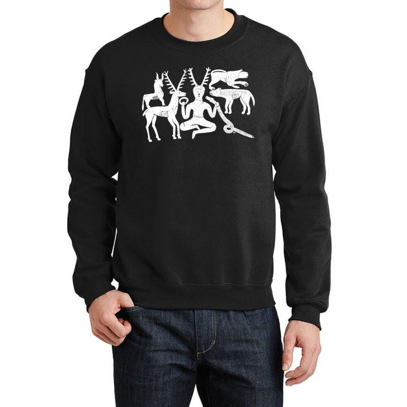 God Cernunnos And Animals From The Gundestrup Cauldron  Fitted Crewneck Sweatshirt by saterseim | Artistshot