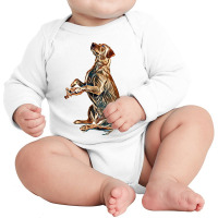 Cute Labrador Retriever Dog Giving Paw To Owner On White Background Long Sleeve Baby Bodysuit | Artistshot