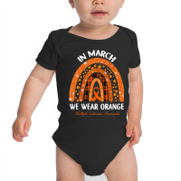 In March We Wear Orange Multiple Sclerosis Awareness Rainbow Baby Bodysuit | Artistshot