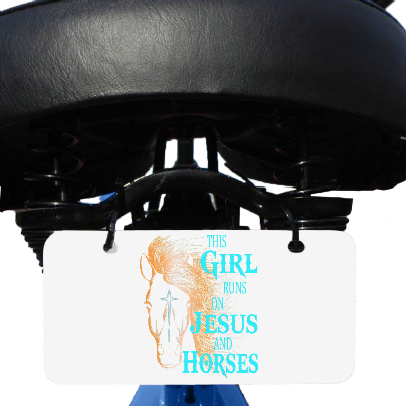 Christian This Girl Runs On Jesus   Horses Equestrian Rider Bicycle License Plate by EricWade | Artistshot