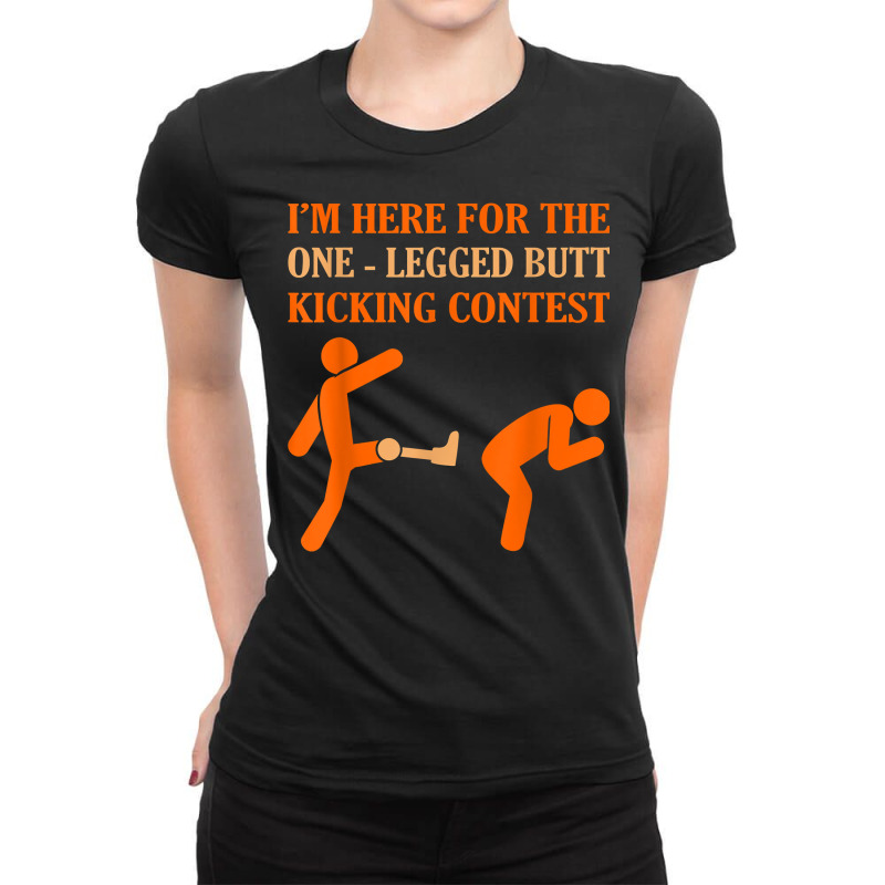 One Legged Contest Funny Amputee Prosthetic Surgery Graphic T Shirt Ladies Fitted T-Shirt by cm-arts | Artistshot