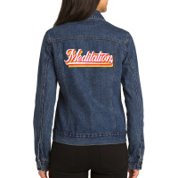 Meditation Graphic Meditating Meditation Relaxation Namaste Ladies Denim Jacket | Artistshot