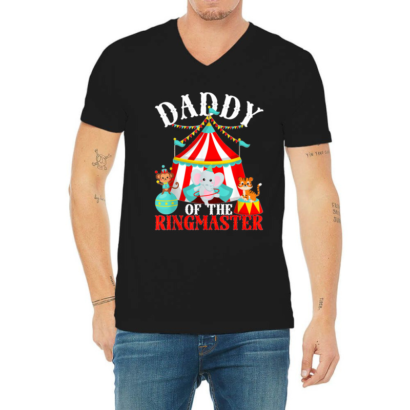 Mens Daddy Of The Ringmaster Kids Carnival Party Bday Matching V-Neck Tee by AnaMercedesContreras | Artistshot