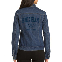 Block Island Ri Vintage Navy Crossed Oars & Boat Anchor Ladies Denim Jacket | Artistshot