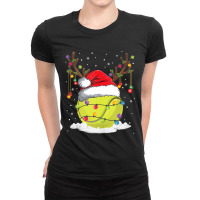 Christmas Tennis Reindeer Funny Santa Hat Xmas Kids Boy Gift Ladies Fitted T-shirt | Artistshot