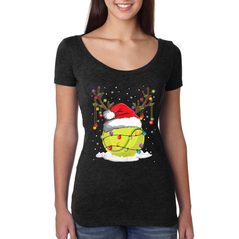 Christmas Tennis Reindeer Funny Santa Hat Xmas Kids Boy Gift Women's Triblend Scoop T-shirt by EricWade | Artistshot