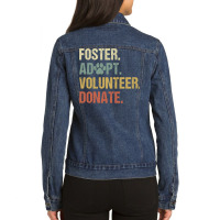 Vintage Foster Adopt Volunteer Donate Animals Rescue Shelter Long Slee Ladies Denim Jacket | Artistshot