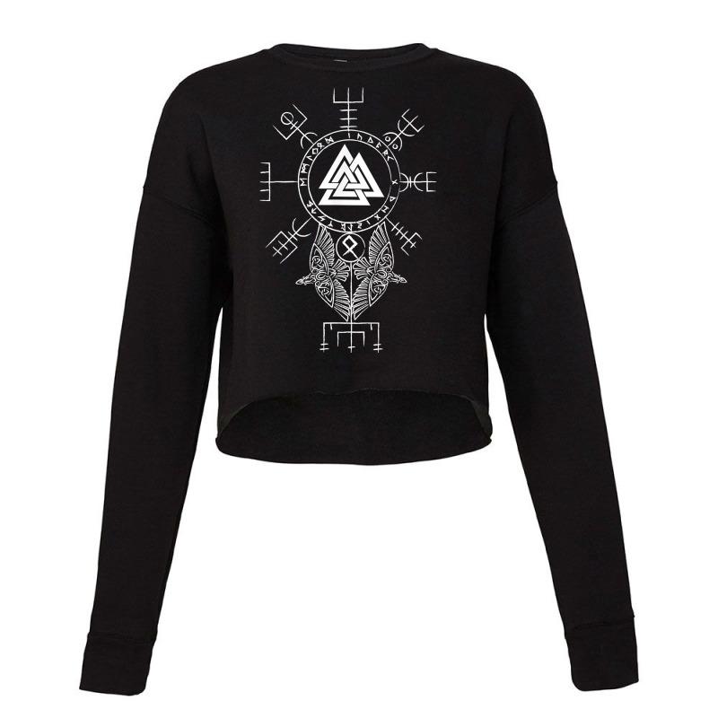 Norse Symbol   Celtic Compass Vegvisir   Viking Valknut T Shirt Cropped Sweater by cm-arts | Artistshot